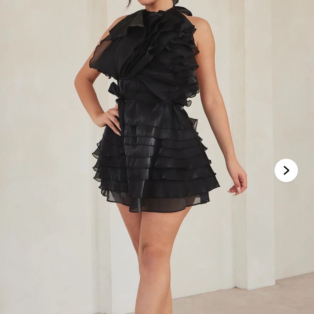 Fashion Nova Black Ruffled Mini Dress